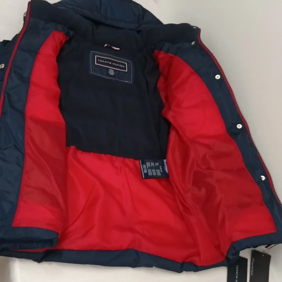 Tommy Hilfiger navyblue winter puffer Jacket small hooded full zipper unisex New - Picture 8 of 12
